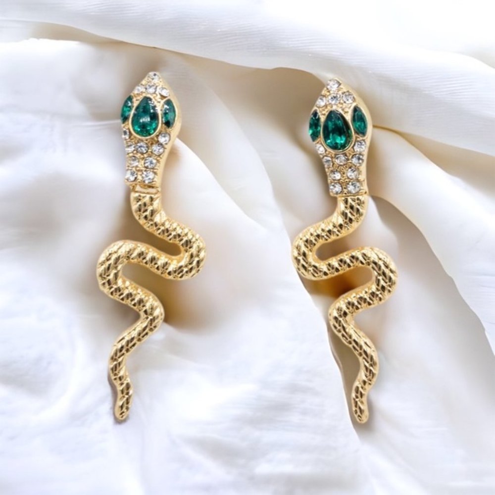 Gold-Tone Snake Shaped Earrings